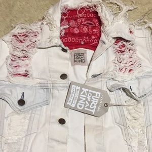 Vintage Furst of a Kind bandana Levi’s denim punk distressed reworked white vest